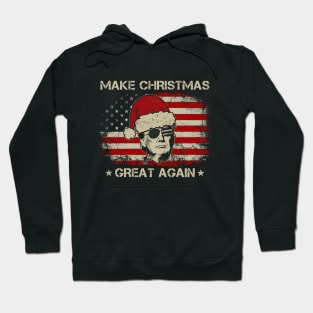 Funny Trump Make Christmas Great Again American Flag Hoodie